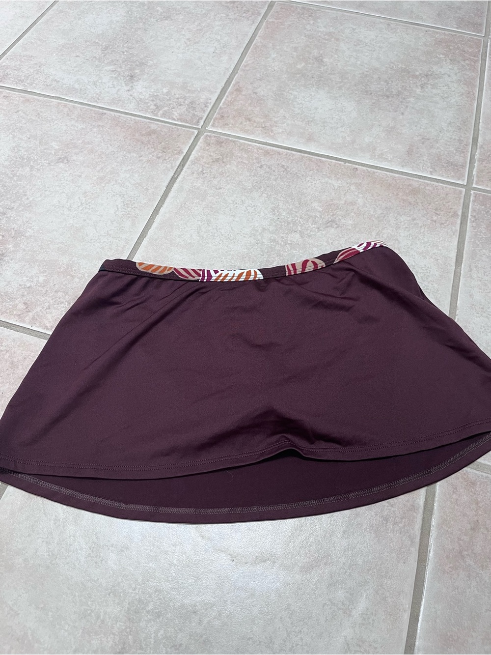 Tropical Escape Plum Swim skirt with Patterned Waistband